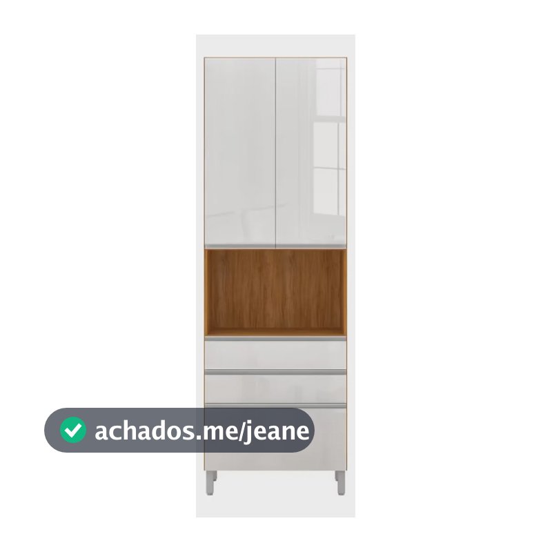 Paneleiro Amazonita Com 3 Gavetas E 2 Portas Bartira Damasco/branco