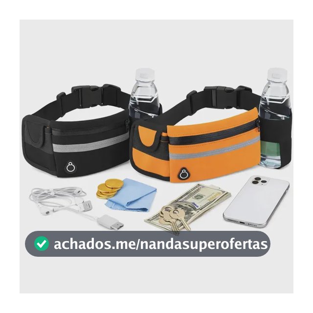 Kit 2 Pochetes Esportiva Impermeável Celular Acessórios Academia Treino Corrida Caminhada Moderna Bolsa Transversal Cintura Moda Blogueira Marca Lemon Shark Cor Preta E Laranja