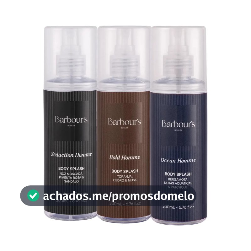 Kit 3 Body Splash Masculino Homme Desodorante Barbours 200ml