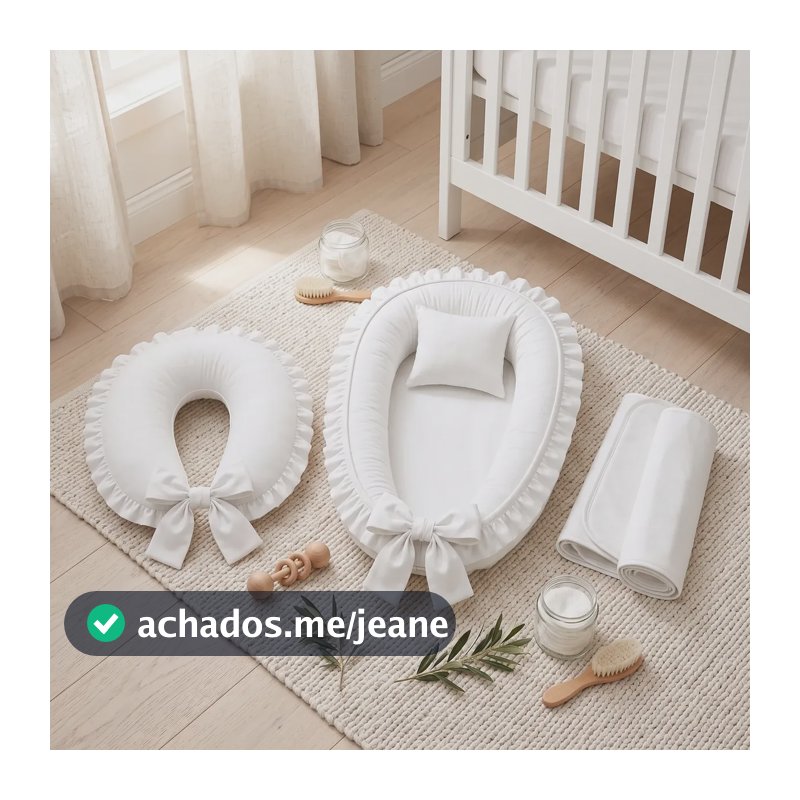 Kit Enxoval Bebê Ninho Redutor Almofada Amamentação Trocador Branco
