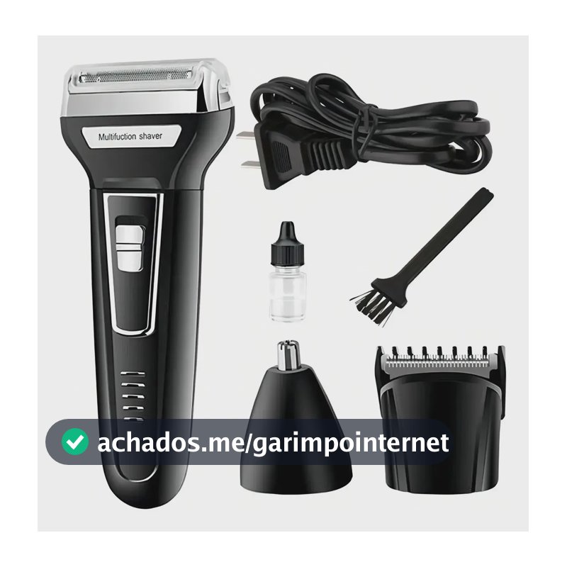 Máquina de aparar Barba E Pelos Barbeador 3 Em 1 Recarregável Bivolt Km6558 Preto