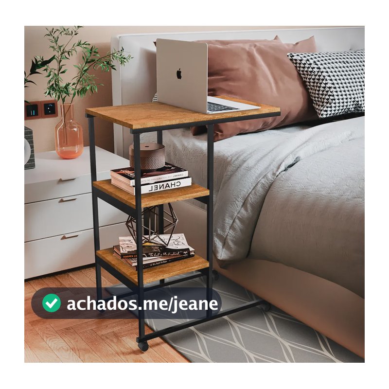 Mesa Escrivaninha Office Auxiliar Klm store Preto/canela
