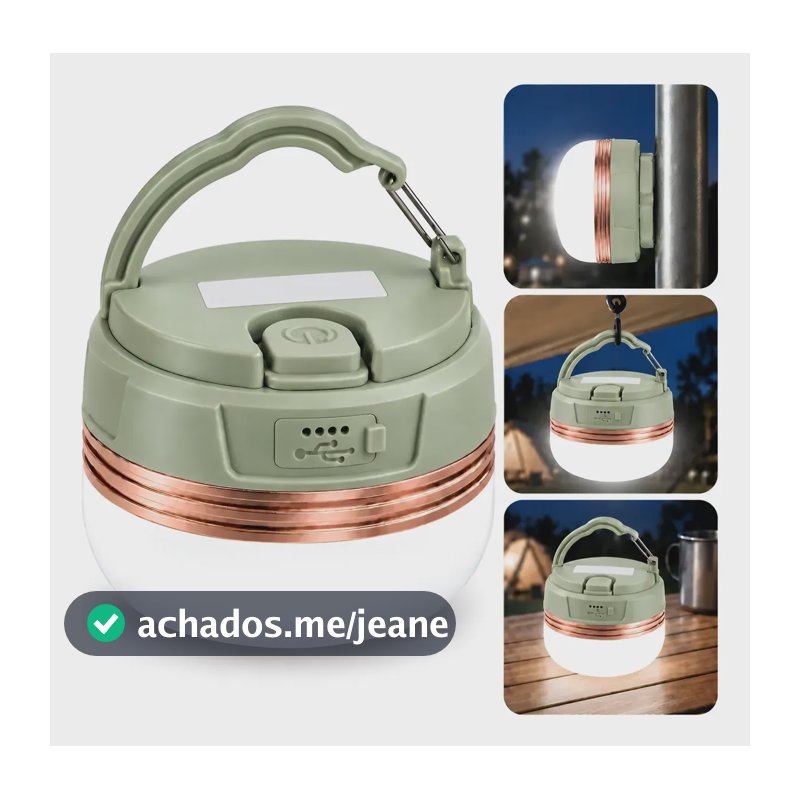 Lampião Camping Led Recarregável Acampamento Barraca Pesca Verde Olivaescuro 5