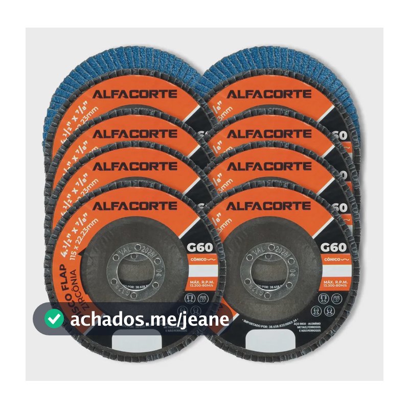Kit 10 Disco De Lixa Flap Zircônia Azul 4.1/2 Grão 60 Azul Lixadeira