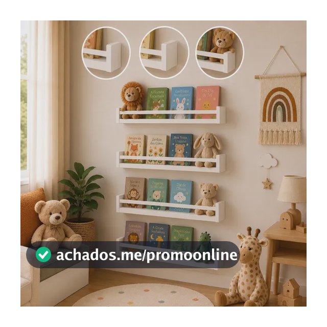 Combo 4 Prateleira Nicho Livros Infantil 50cm Mdf Branco Branco