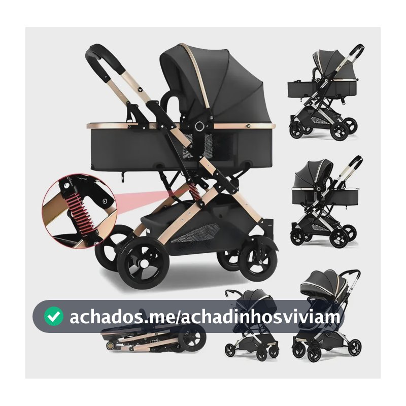 3 Em 1 Carrinho Bebé ,dobrável,versátil E Prático! Reversíve Preto
