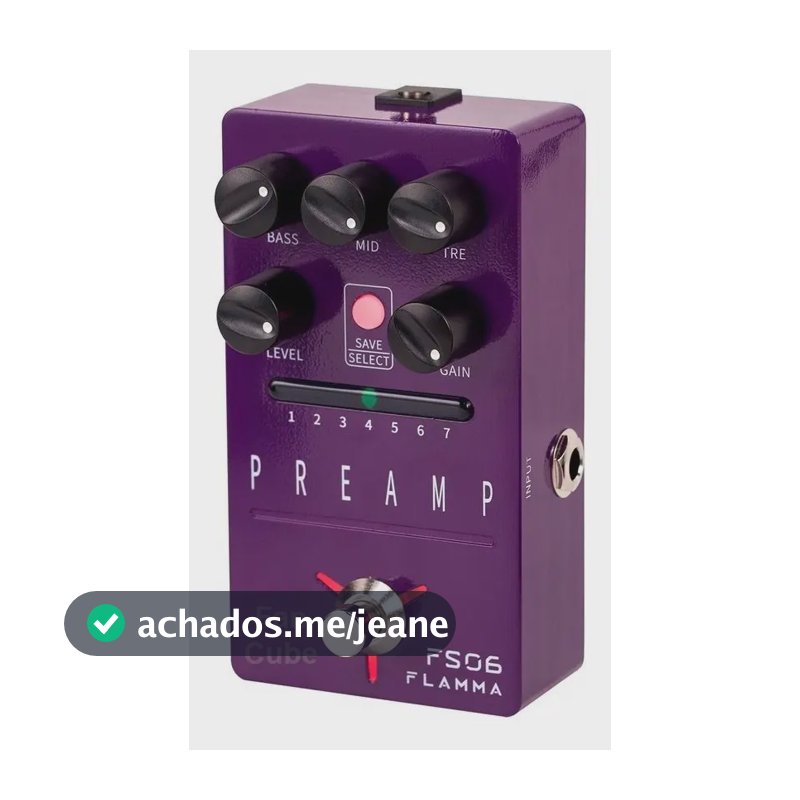 Pedal Flamma FS06 Pré-amplificador Digital Guitarra 7 Efeitos Púrpura