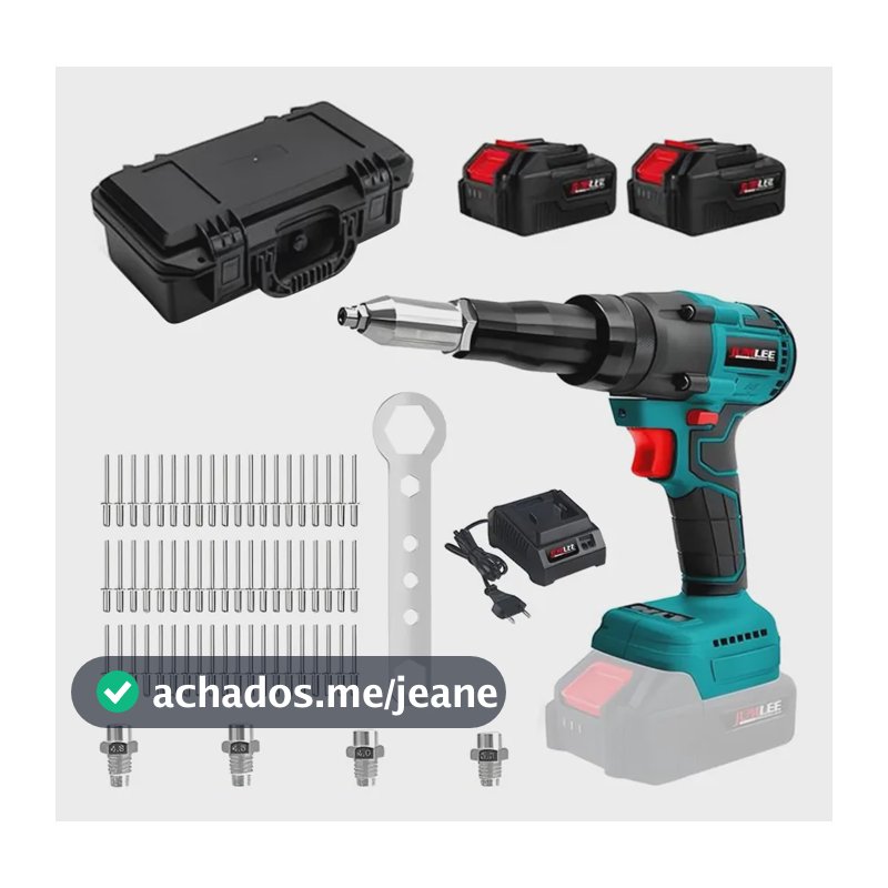 Rebitador Elétrico Sem Fio 48v Com 2 Baterias Profissional Azul-aço 127/220v