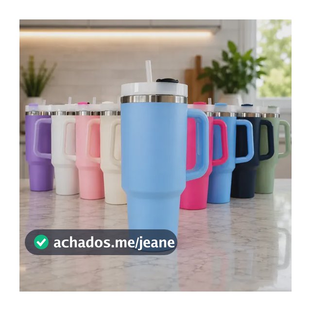 Copo Térmico Inóx Com Canudo E Tampa Grande 1200ml 1.2litros Azul Celeste Liso
