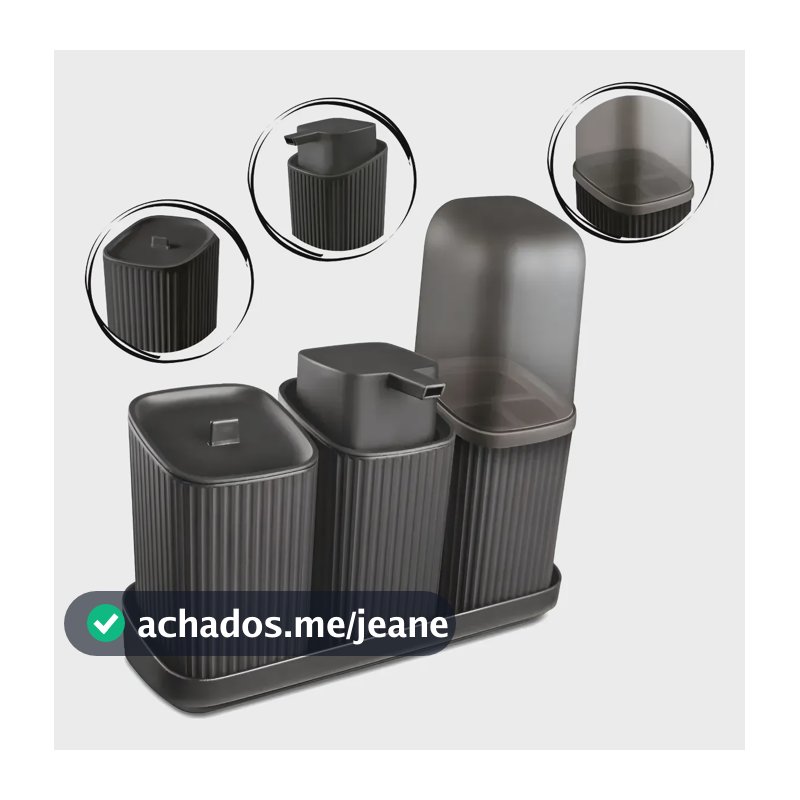 Kit Trio Usual Banheiro Preto