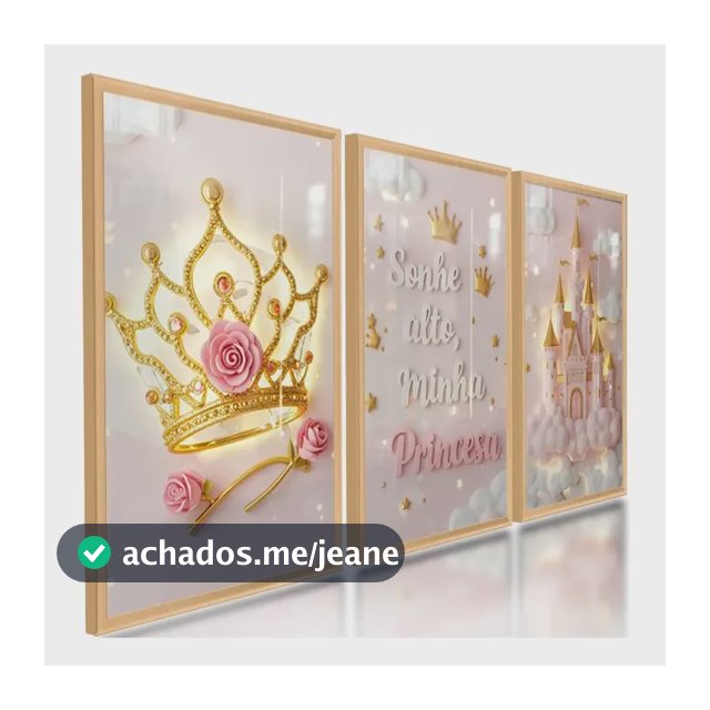 Quadros Para Quarto De Menina Rosa Princesa Castelo 122x60