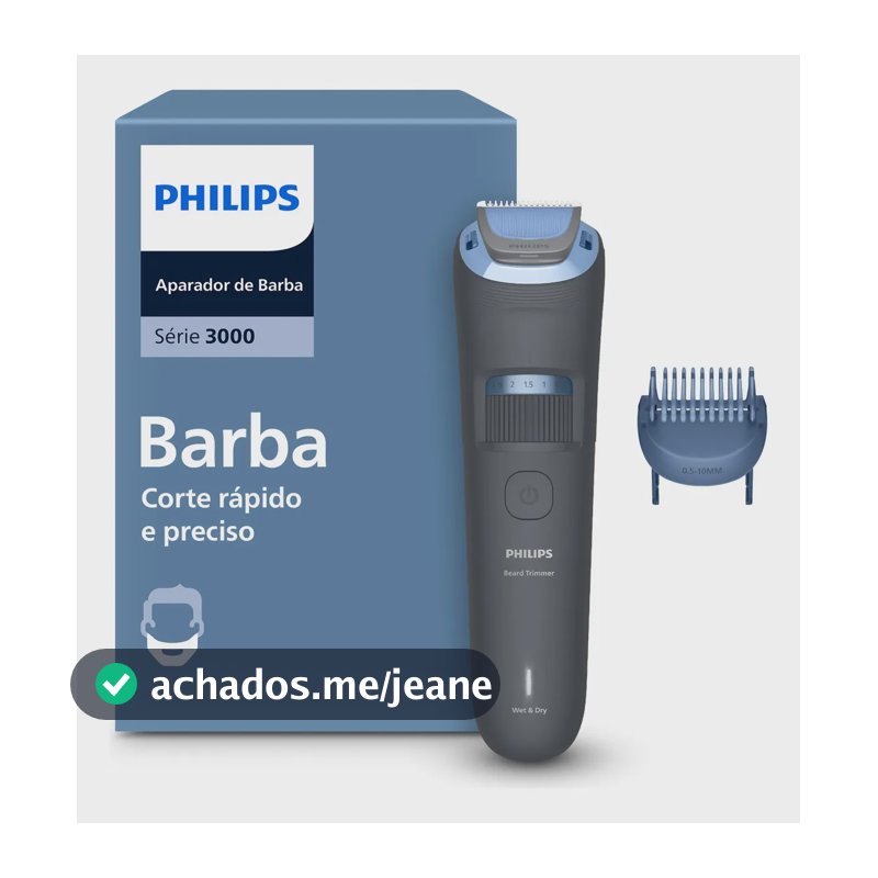 Philips Aparador de Barba Série 3000 com 20 Ajustes de Comprimento Barba uniforme e precisa | Precisão de 0,5 mm | Tecnologia Lift & Trim | 60 min sem fio | BT3617/15