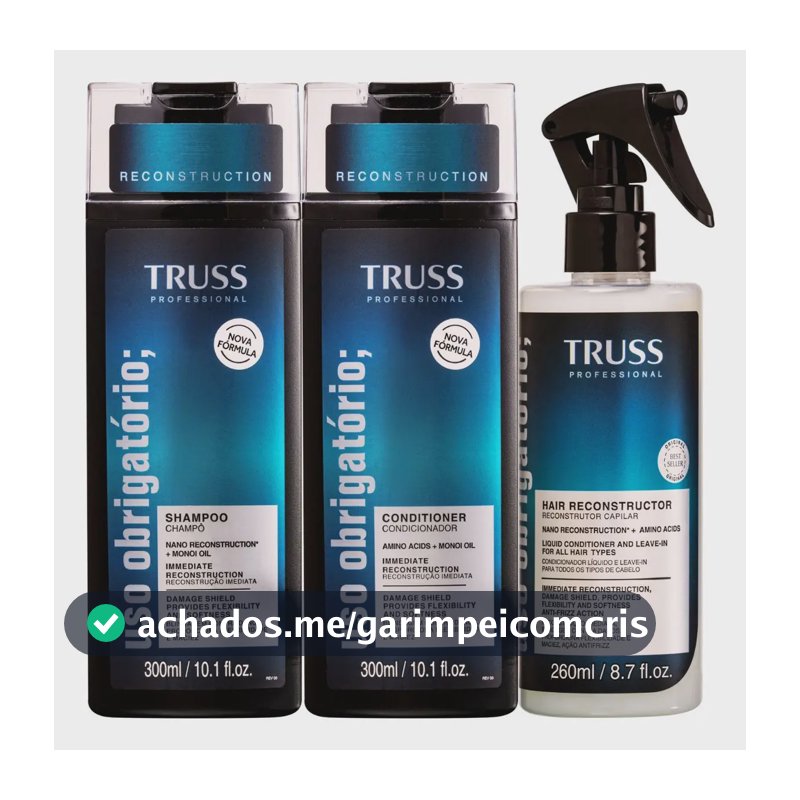 Kit Truss Uso Obrigatório com Shampoo, Condicionador e Spray Reconstrutor