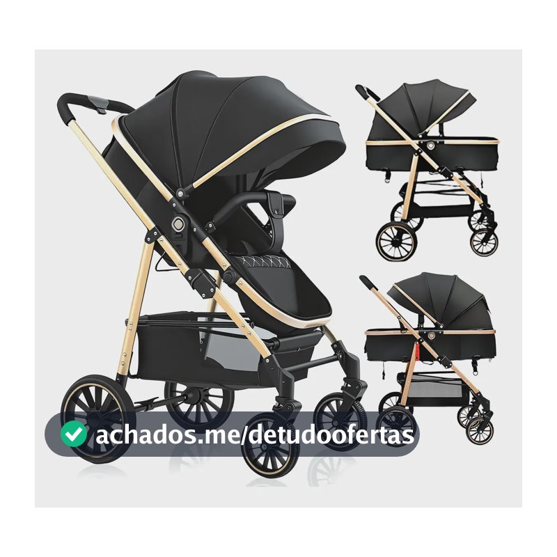 Carrinho Passeio Bebê Reversível Berço Moisés Conforto Preto