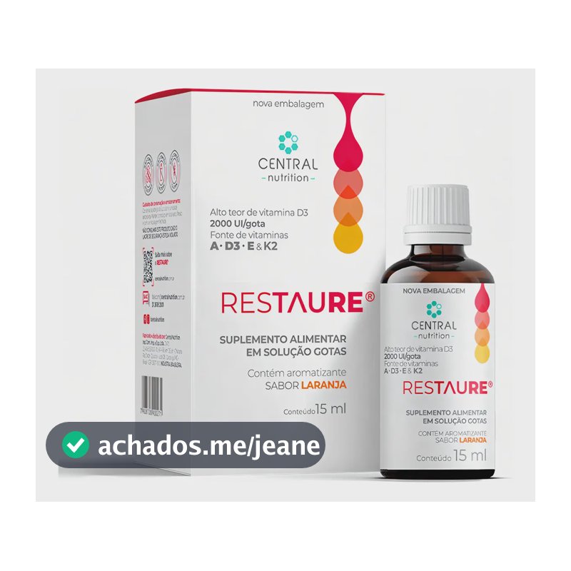 A, D3, E, K2 Central Nutrition Vitaminas Restaure Gotas sabor Laranja x 100g