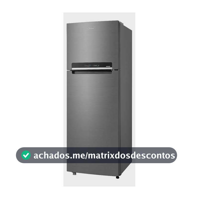 Geladeira com freezer inverter Midea Frost Free Duplex MDRT533EVD461 con capacidad de 394L inox