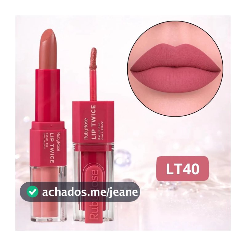 Batom Duo Matte Líquido E Bala Lip Twice Ruby Rose Lt40