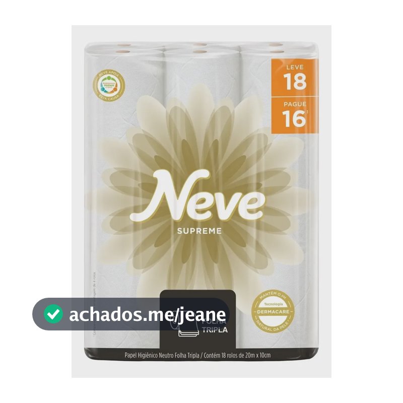 Papel Higiênico Supreme Folha Tripla Com 18 Rolos Neve