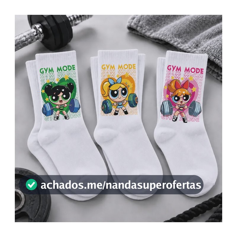 Kit 3 Pares Academia Treino Gym Mode Meninas Maromba Poderos Branco Un