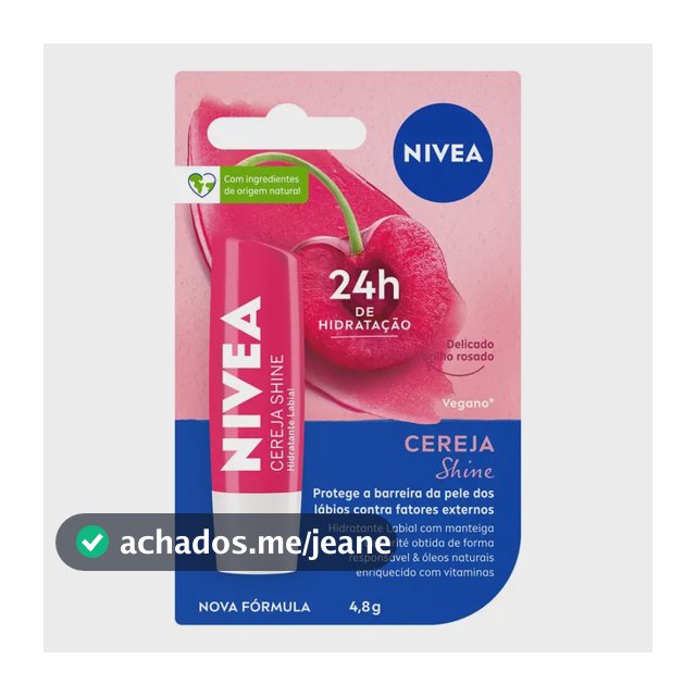 NIVEA Hidratante Labial Cereja Shine 4,8g, BBB 26, Hidratação Intensa 24h, Cor Suave, Brilho Delicado, Cuidado Diário, Manteiga de Karité