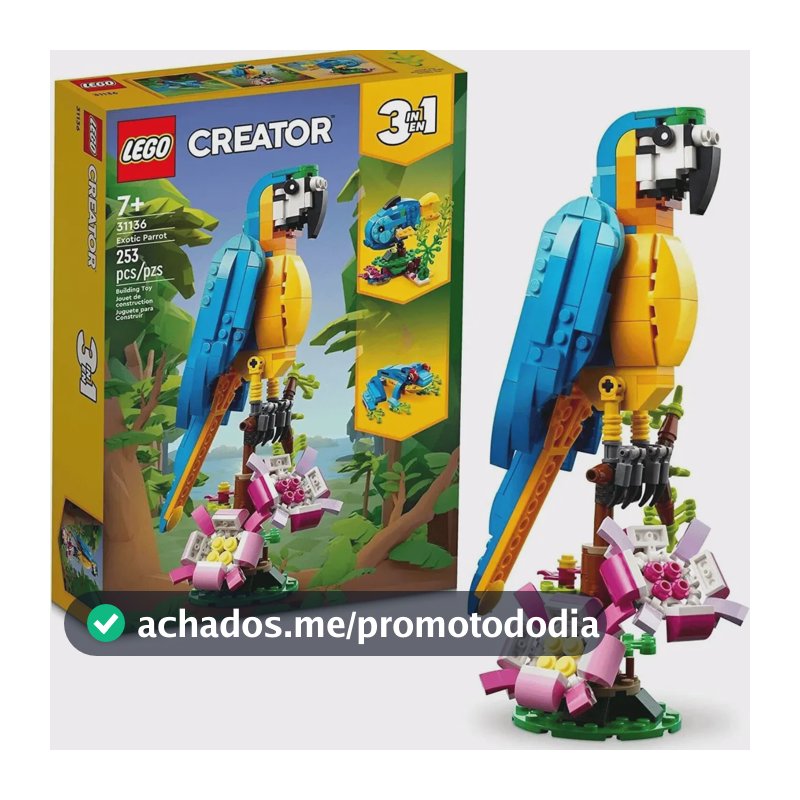 Lego Creator 3 em 1 Exotic Parrot 31136 253 peças na caixa