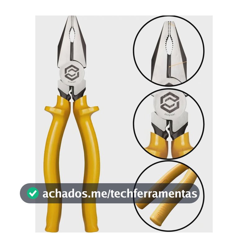 Alicate Universal Eletricista 8" Sata Isolado 1000V Aço Cr-V Amarelo
