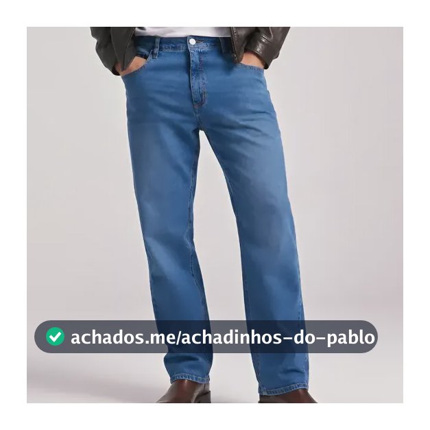 Calça Jeans Básica Reta Com Elastano Azul Hering