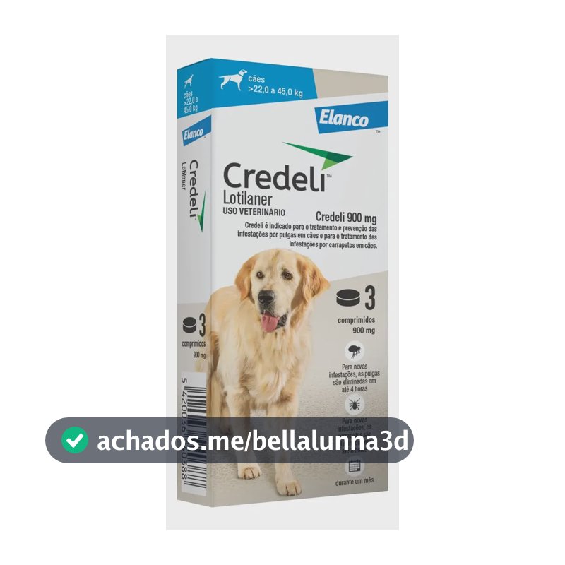 Antipulgas E Carrapatos Credeli 900mg 22kg À 45kg Com 3 Comp