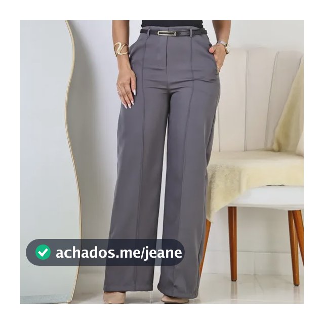 Calça Pantalona Feminina Social Alfaiataria Elegante C Cinto