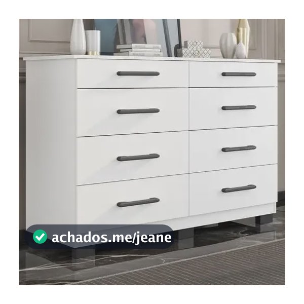Cômoda 8 Gavetas Araplac Denver Branco
