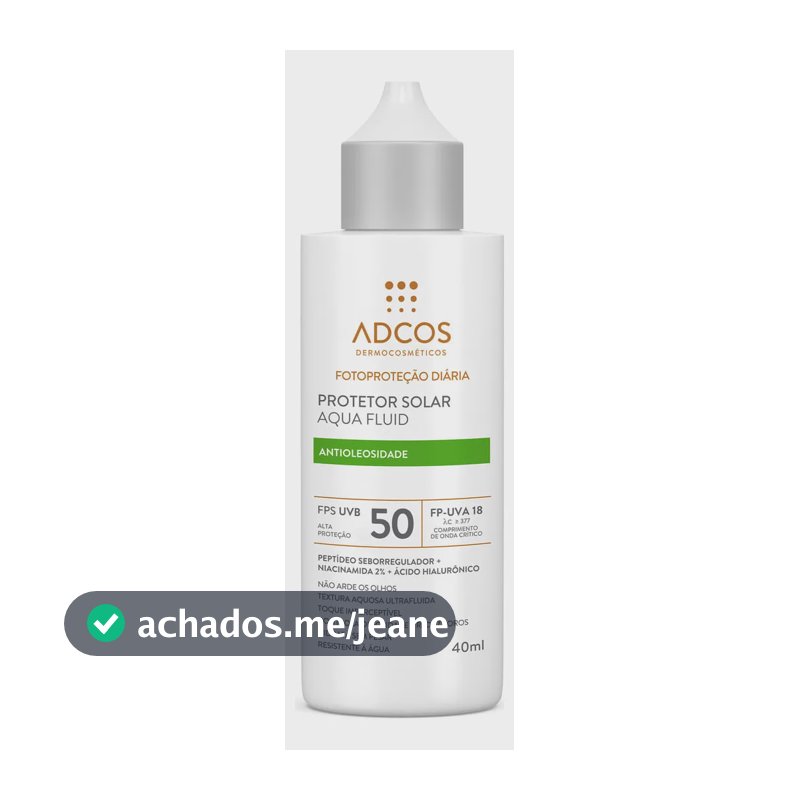 Protetor Solar Facial Adcos Aqua Fluid Fps50 Incolor 40ml