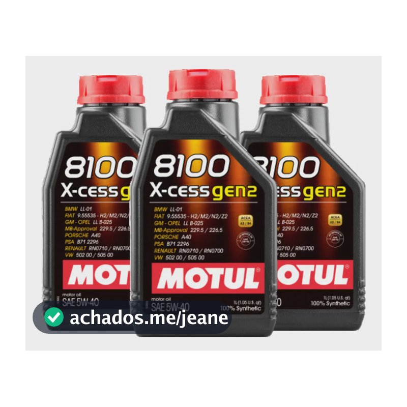 Kit 3 Litros Óleo 5w40 Motul 8100 X-cess Gen2 502 00