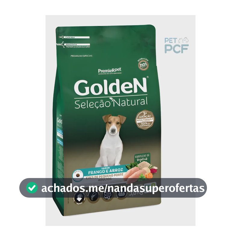 Ração Golden Seleção Natural Cães Adultos Mini Bits - 3kg