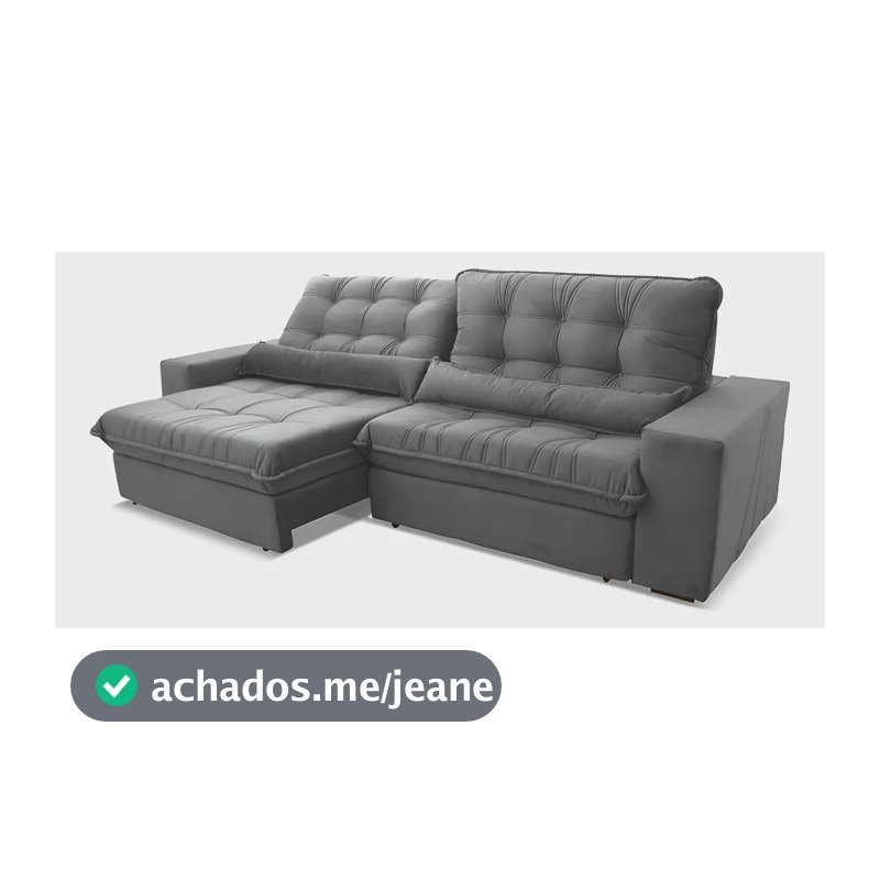 Sofá Retrátil Reclinável Zurique 2,50m Suede Velut Cinza Molas no Assento - King House