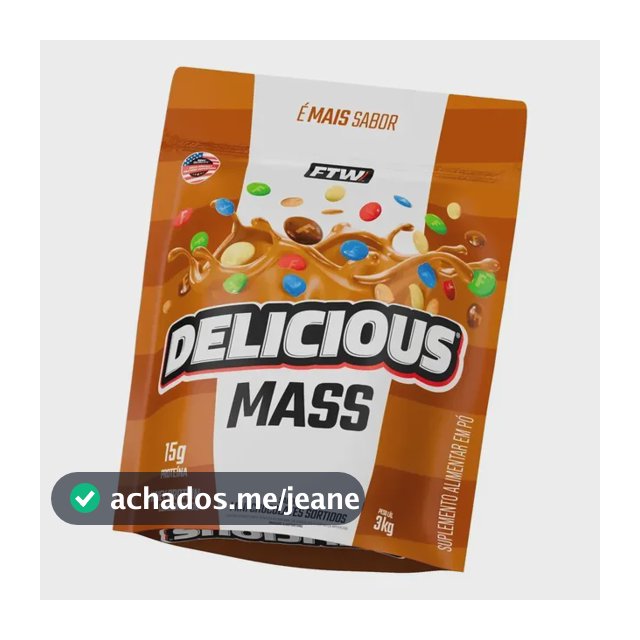 Hipercalórico Delicious Mass FTW 3kg Sabor Mini Chocolate Sortidos Ganho de Massa - 15g Proteína