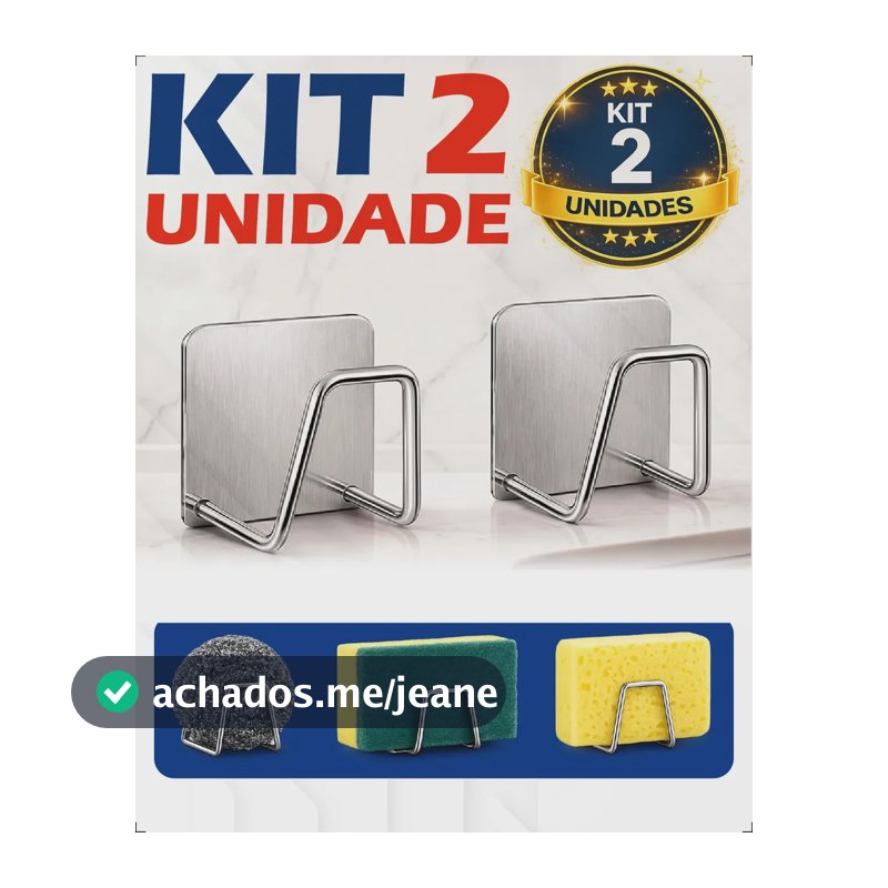 Ecomixshop Kit 2 Suporte Porta Esponja Bucha Pia Inox Organizador Cozinha Cor Prateado