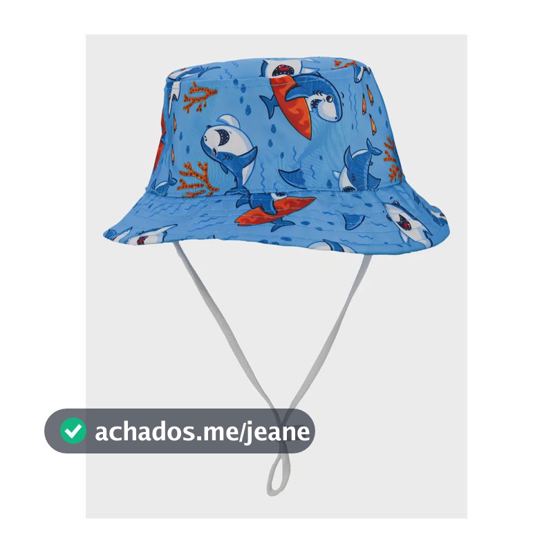 Chapéu Bucket Bebê Infantil Praia Proteção Solar Uv Girafa Cor Tubarão Azul Tamanho Un