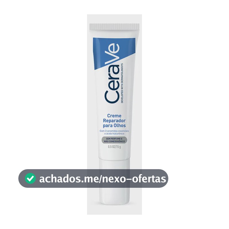 Creme Reparador para Olhos com 3 Ceramidas Essenciais e Ácido Hialurônico, Hidrata e Restaura a Barreira Protetora, Reduz Olheiras e Bolsas, Sem Perfume e Não Comedogênico, CeraVe, 15g