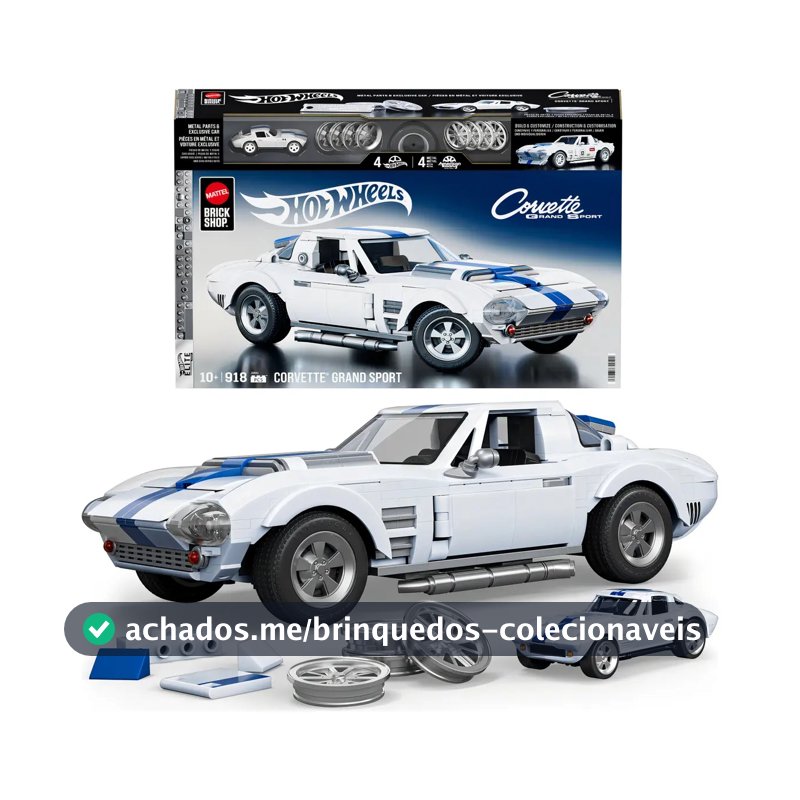 Mattel Blocos de Montar - Corvette Grand Sport - 1:16 - 918 Peças - Hot Wheels