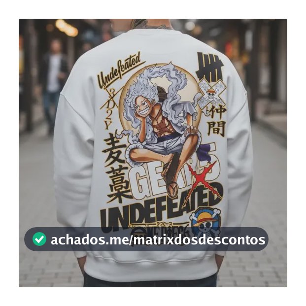 Moletom One Piece Luffy Gear 5 Anime Gola Careca Undefeated