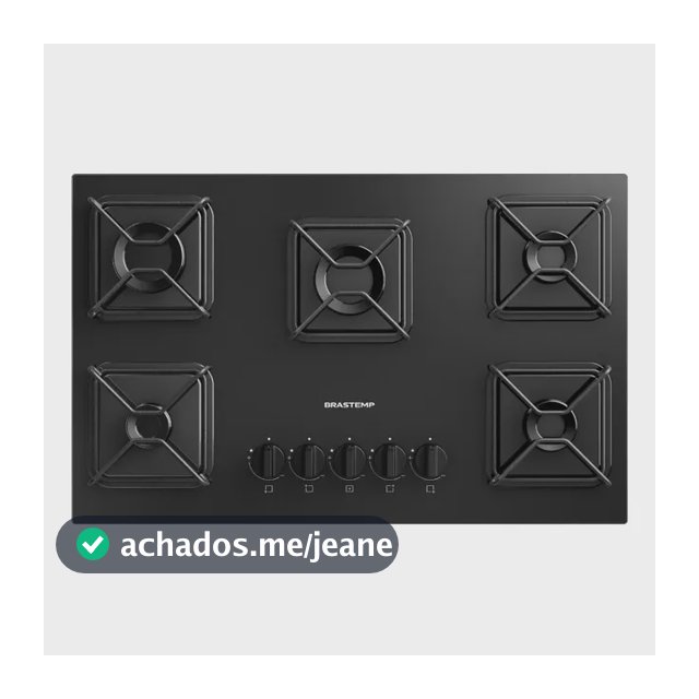 Cooktop 5 Bocas a Gás Brastemp com Grades de Ferro Aramado e Chama Simmer - BDD75BE