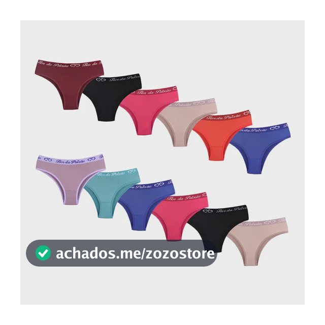 Kit 10 Calcinhas Liso Tanga Cotton Premium Flor