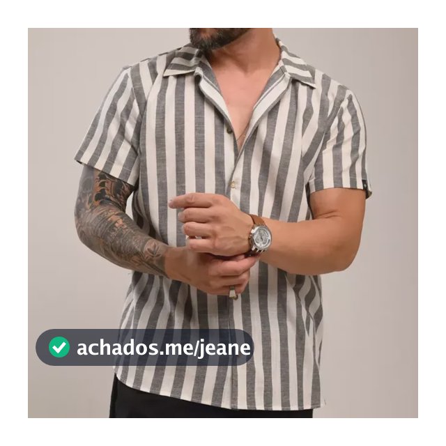 Camisa Masculina Listrada Manga Curta Algodão Slim Premium