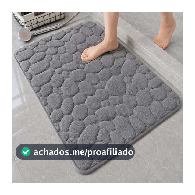 Tapete Banheiro Antiderrapante Macio Absorvente 60x40 Cinza
