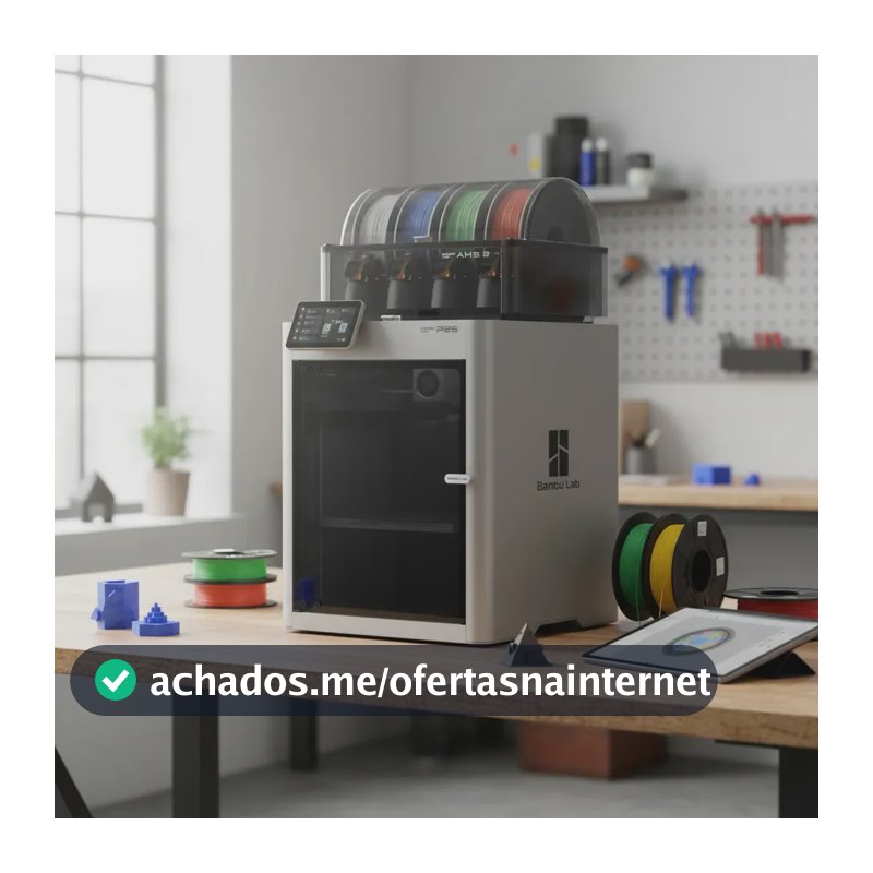Impressora 3D Bambu Lab P2S COMBO + AMS 2 PRO cor cinza com tecnologias de impressão FDM e FFF