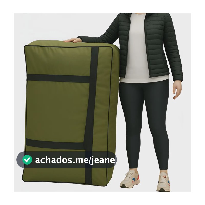 Sacolão Gigante Viagem Verde 137L Lona industrial de poliéster com malha trançada e nylon 600 Yin's 100x55x25cm