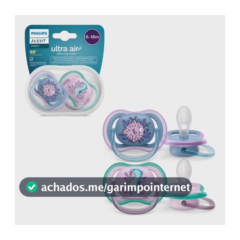 Chupeta Philips Avent Ultra Air 6 a 18 meses | Cor Lavanda | Livre de BPA