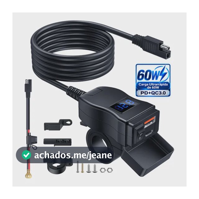 Carregador De Celular Moto Usb 3.0 Turbo À Prova D'água