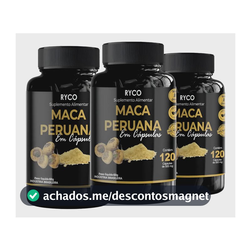 3x Maca Peruana 120 Cápsulas Original- Envio Já Sem Sabor Sem Sabor