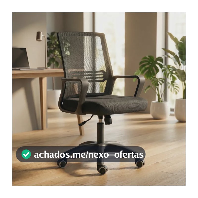 Cadeira Escritório Astrella Vega Ergonômica E Giratória Preto Malha